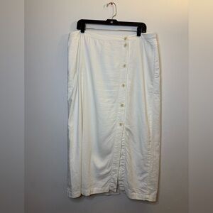 TREASURE & BOND Linen Blend Midi Skirt In Ivory